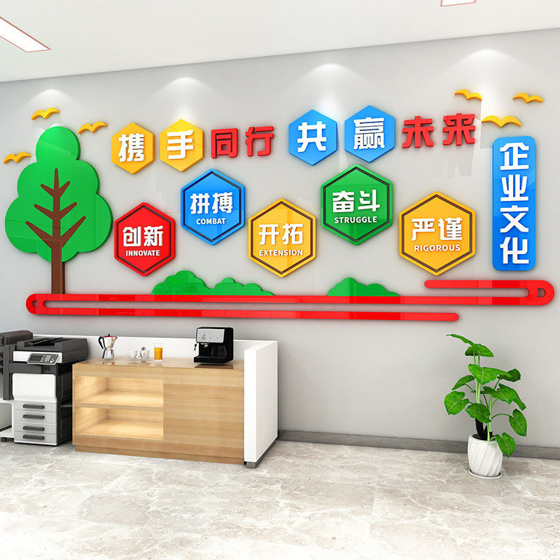 公司企业文化墙办公室励志墙贴