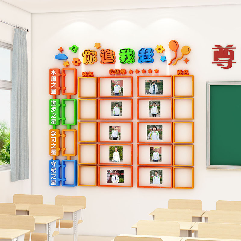 班级评比栏每周之星文化墙贴纸光荣榜照片展示墙小学教室布置装饰