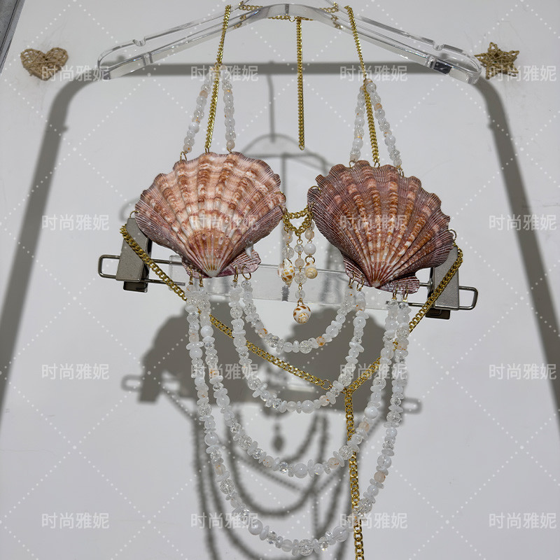 时尚雅妮贝壳内衣潮气质女百搭背心胸饰身体链条挂脖比基尼上衣,女装/女士精品,背心吊带,淘宝优惠券,粉丝福利购,淘宝优惠卷