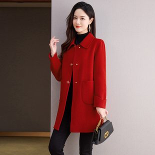 100纯羊毛双面羊绒大衣女中长款2024年新款高级感秋冬季时尚外套