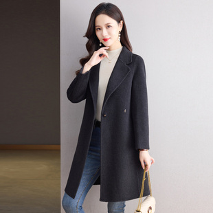 2025新款 领双面羊绒大衣女中长款 秋冬毛呢子羊毛外套 显瘦西装 修身