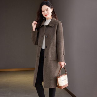 中年妈妈冬装韩版双面呢羊绒大衣女2024年新款长款高端羊毛呢外套