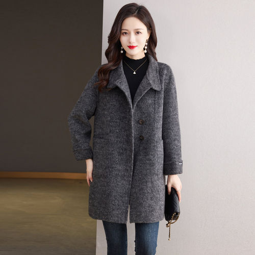 赫本风双面羊绒大衣女中长款