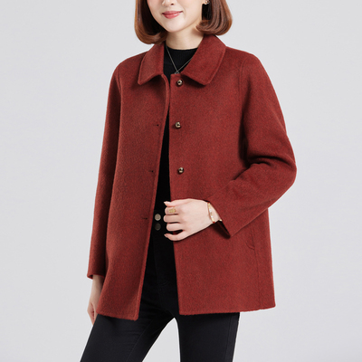 中年妈妈高级感双面羊绒大衣女2025年新款短款洋气100羊毛呢外套