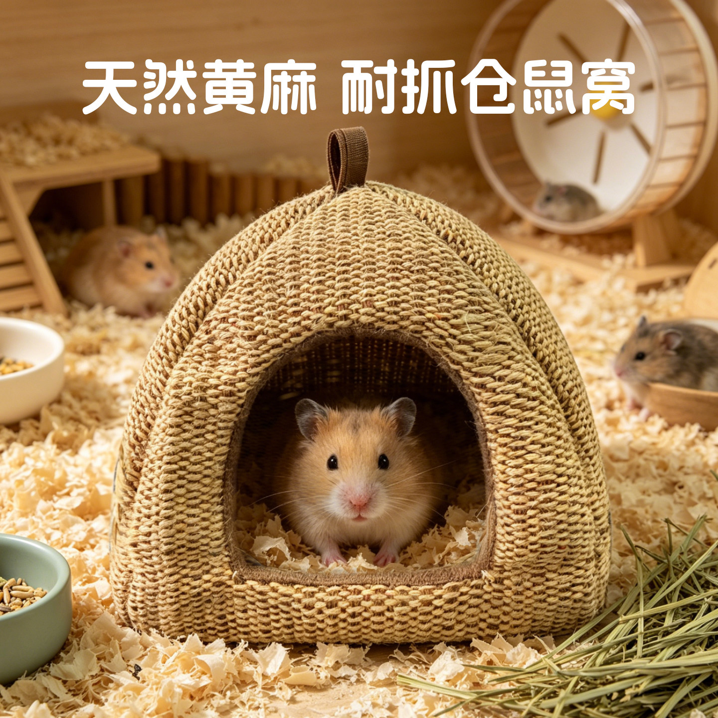 仓鼠耐抓黄麻透气窝躲避屋夏天金丝熊降温避暑侏儒豚鼠小房子冰屋