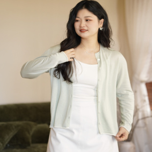 FLOREATELIER糖果色撞色针织开衫2025新款单排扣宽松薄款开衫