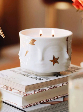 【清库】Jonathan Adler美国进口香薰蜡烛人脸多面陶瓷烛台摆件