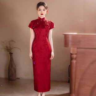 红色旗袍敬酒服新娘女2025新款中式订婚连衣裙回门出阁宴礼服春季