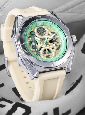 fidodido七喜小子机械风手表男女时尚潮流手表镂空夜光情侣表腕表