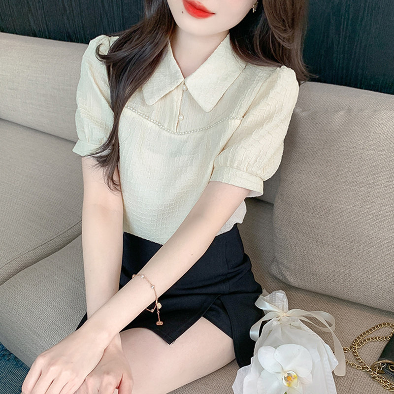 夏季2026年新款女装气质新中式雪纺衬衫女短袖设计感小众减龄上衣