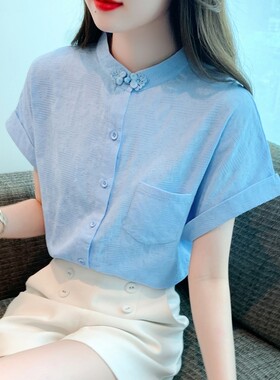 夏季2026年新款女减龄提花纯棉衬衫女洋气全棉宽松遮肚子上衣无袖