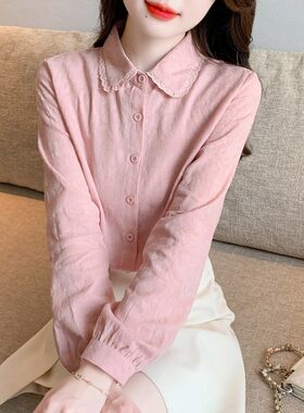 纯棉衬衫女士洋气全棉