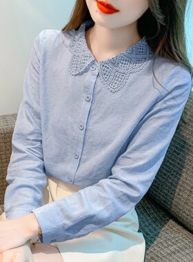 春秋季2026新款纯棉衬衫女洋气全棉提花女士衬衣长袖时尚减龄上衣