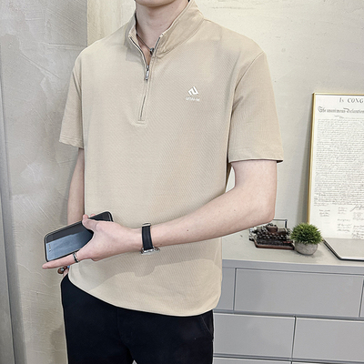 夏季男士立领短袖T恤潮流薄款