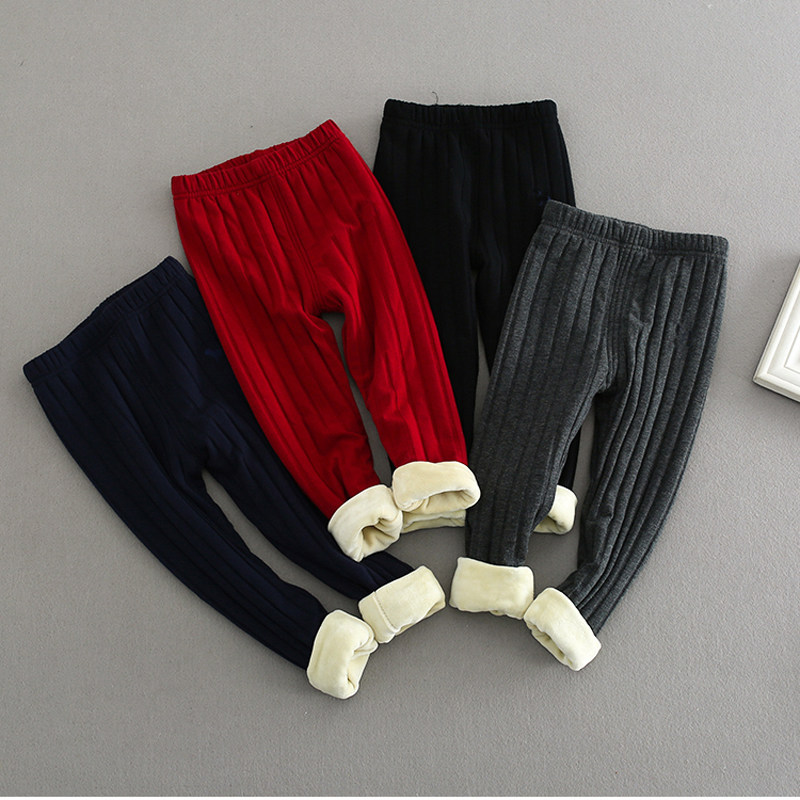 儿童加厚加绒保暖裤冬季男女童两层棉裤热能打底裤内穿纯棉家居裤