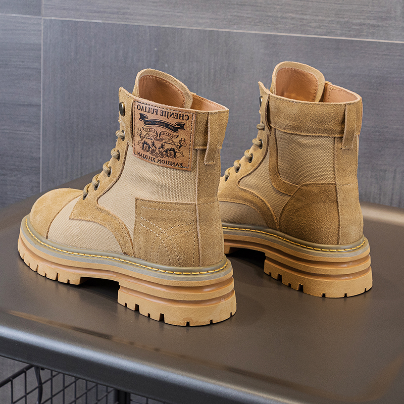 马丁靴帆布厚底复古透气沙漠靴