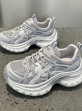 真皮厚底增高老爹鞋女2026春季新款复古小个子百搭轻便休闲运动鞋