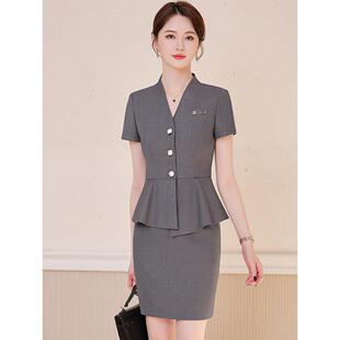 金店工作服女短袖职业装正装西服套装美容师珠宝店足浴技师工装夏