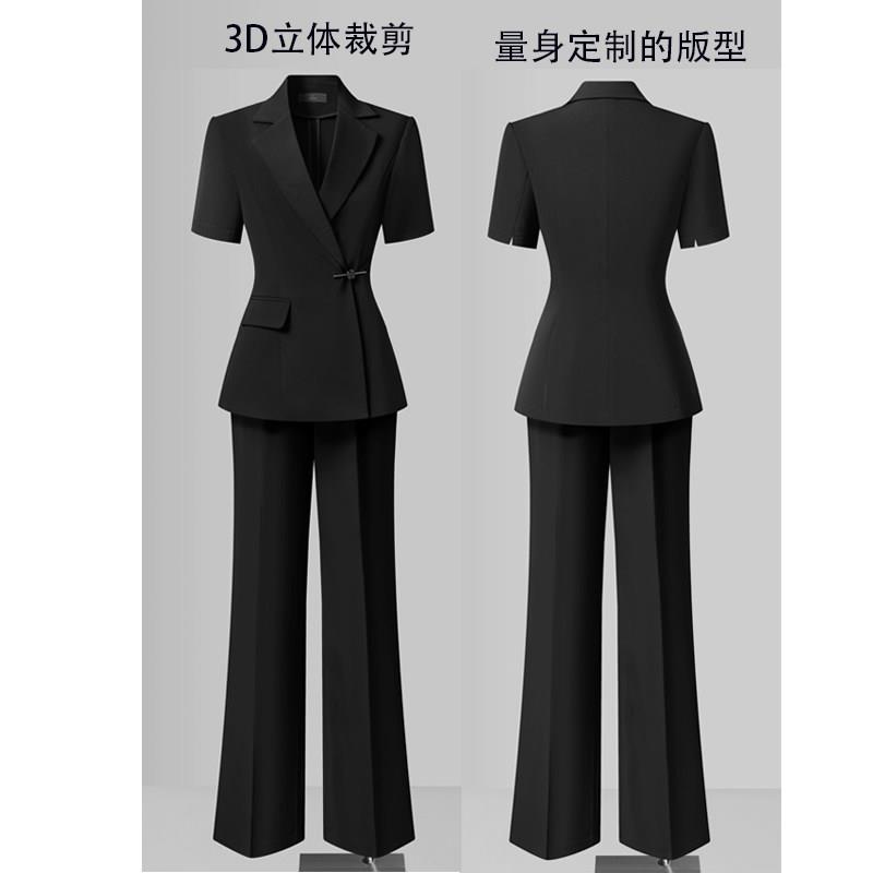 高端职业装套装女短袖西装正装夏季薄款酒店前台工装女经理工作服图片