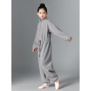 儿童舞蹈服女童连体服秋冬款加绒保暖练功服中国舞形体服运动套装