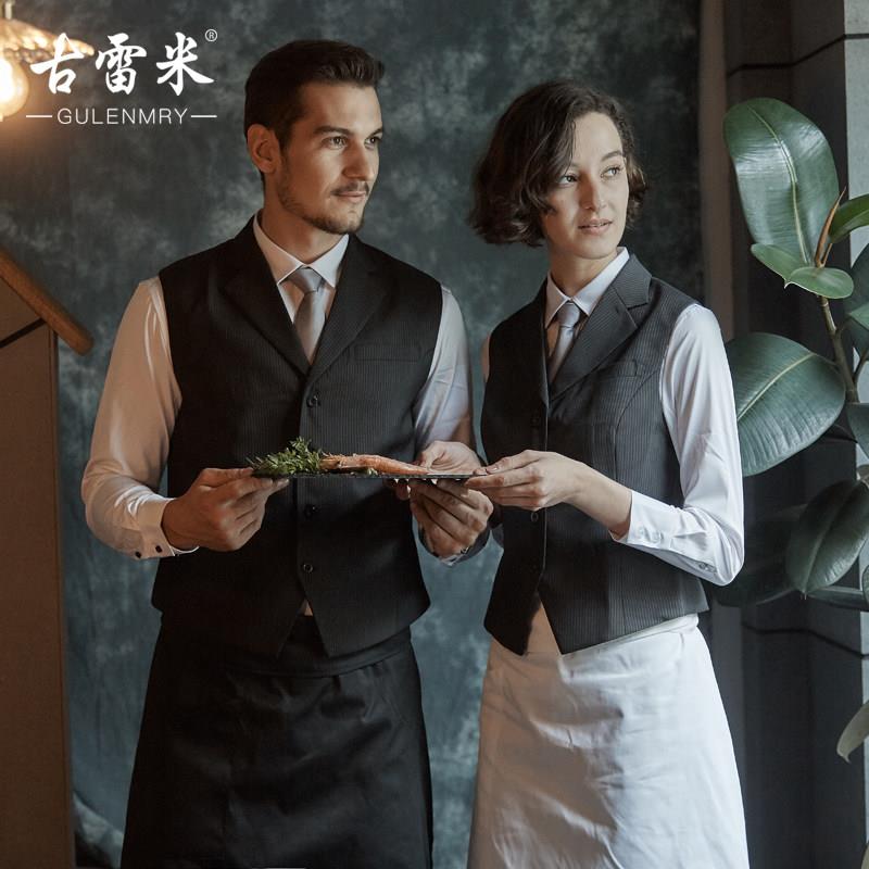 古雷米酒店服务员工作服男女夏季长袖工装制服西餐咖啡厅餐饮定制