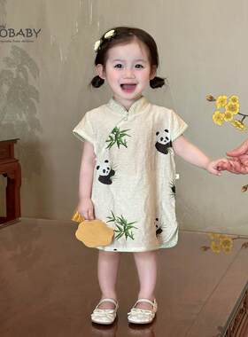 女童夏季旗袍裙2026新款女宝宝新中式盘扣连衣裙儿童夏天汉服裙子