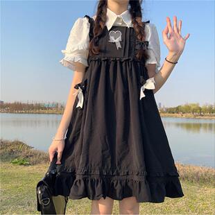 可爱甜美初中生洛丽塔连衣裙女夏季日常轻lo学生背带公主裙子套装