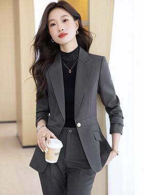 高级感灰色西装套装女2025新款休闲职业装气质女士正装时尚西服秋