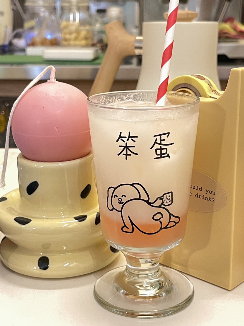 万仔商店大笨狗之家甜品杯笨蛋玻璃杯简约ins原创插画礼品杯子