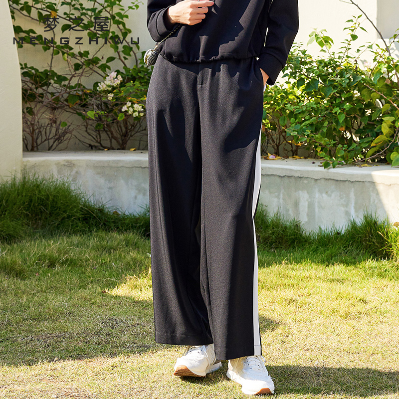 梦之屋韩版新款条纹运动裤卫裤女