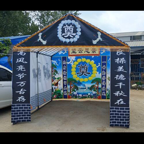 白事钢架灵棚防水防雨灵棚帐篷灵堂布置电子拱门供桌雨棚八仙灵棚