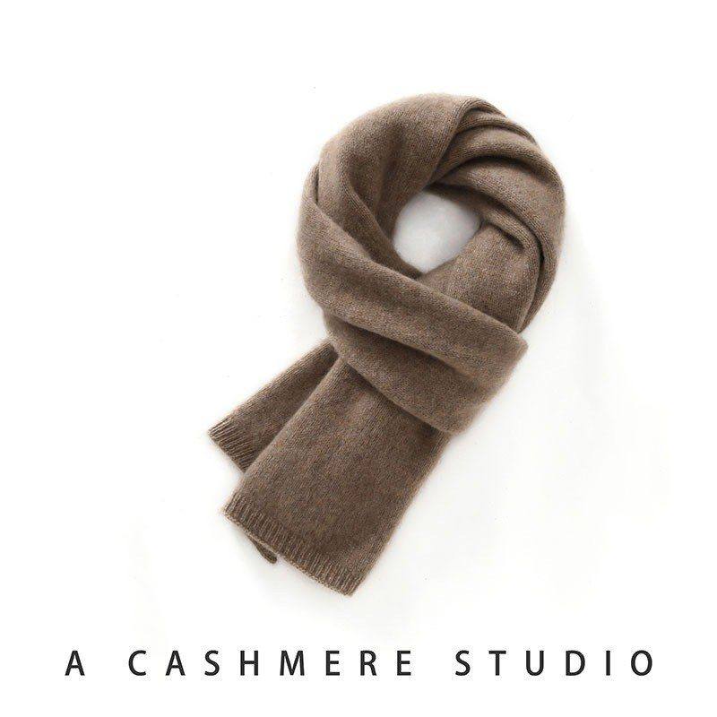 【自产】7针双股山羊绒围巾加厚冬季灰色围脖男女同款