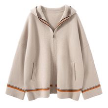 2025年秋冬款LP同款空气层拉链大衣百搭山羊绒帽衫纯色外套女