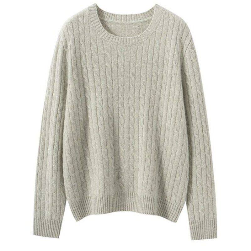 2025秋冬新款圆领加厚套头麻花