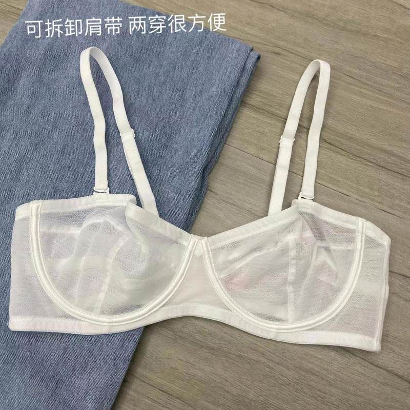 新款夏季薄款大胸显小无肩带内衣女防滑隐形抹胸带钢圈防下垂裹胸