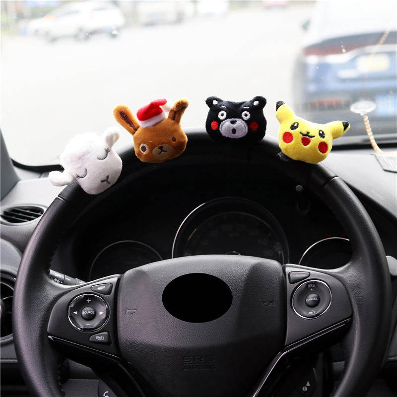 冬季方向盘套韩国短毛绒可爱卡通四季通用型车载把套装饰条女士
