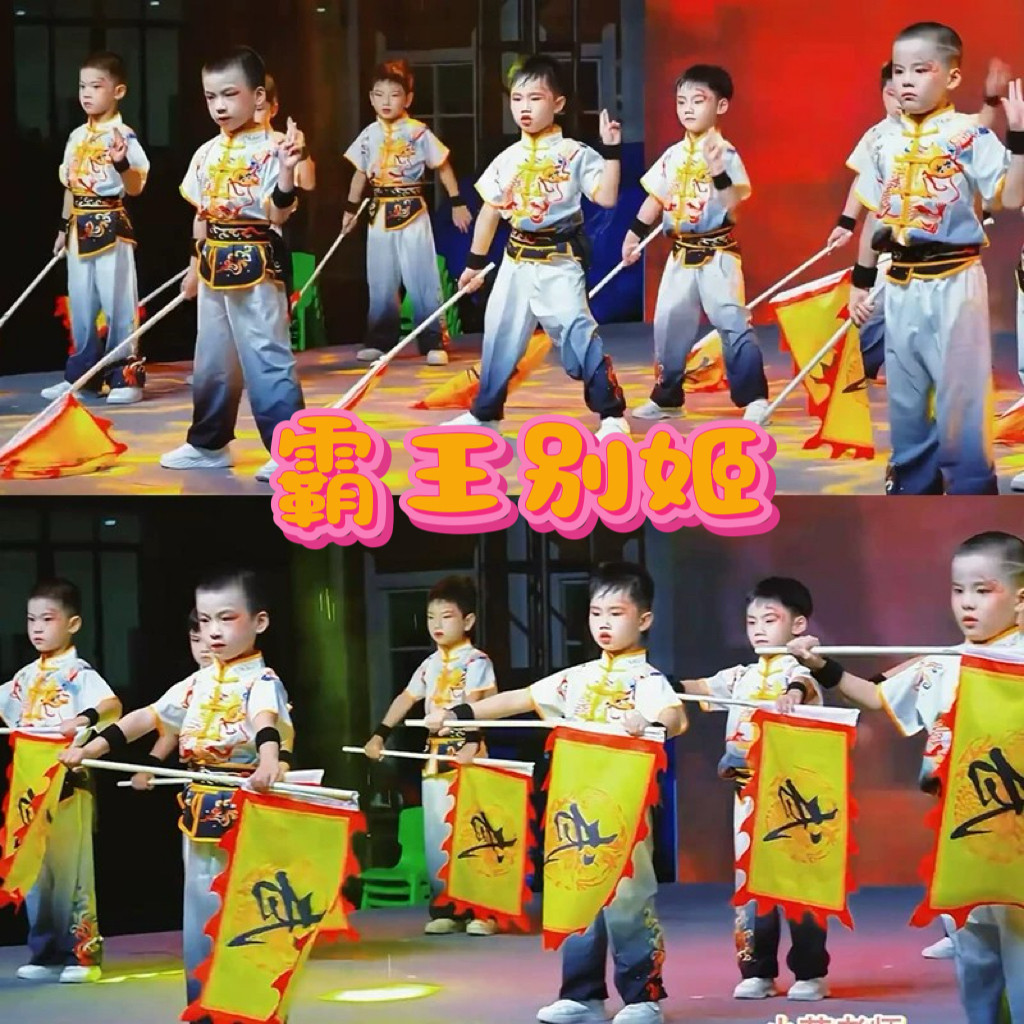 儿童霸王别姬旗子舞蹈服精忠报国武术功夫演出服打鼓训练比赛服装