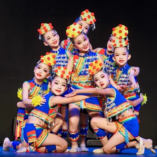 小荷风采儿童演出服嘎洒江边小花腰演出服傣族舞蹈表演少数民族