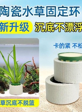 新款水草固定环水草定植三件套陶瓷环定植棉定植篮定植环鱼缸沉环