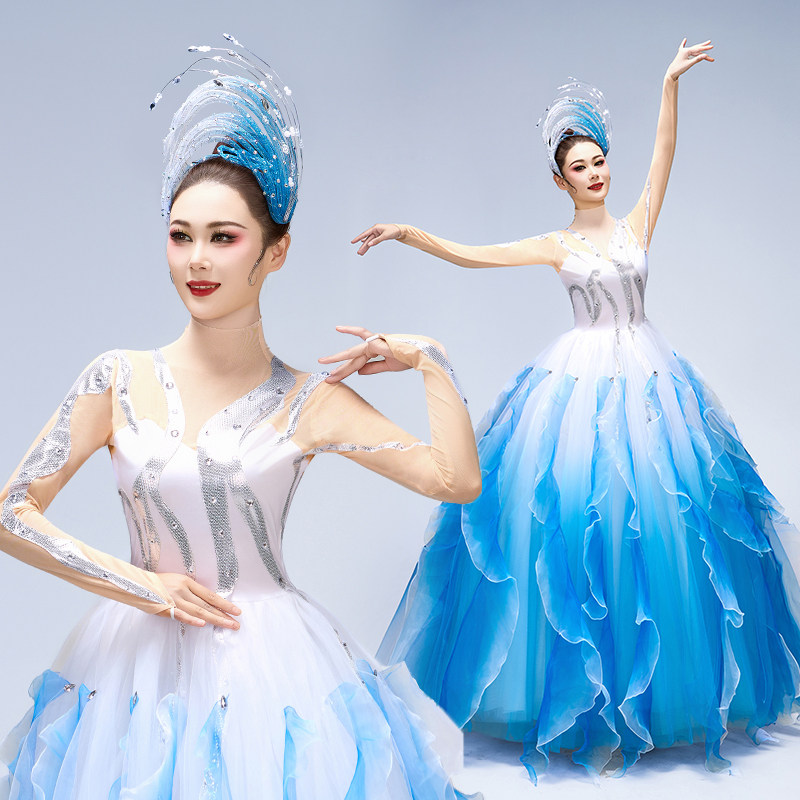 开场舞大摆裙演出服女2025新款飘逸大气歌伴舞蓬蓬裙现代舞蹈服装