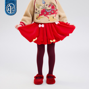 年衣童装半身裙短裙冬季新款女孩儿童短款裙子公主国风甜美蓬蓬裙
