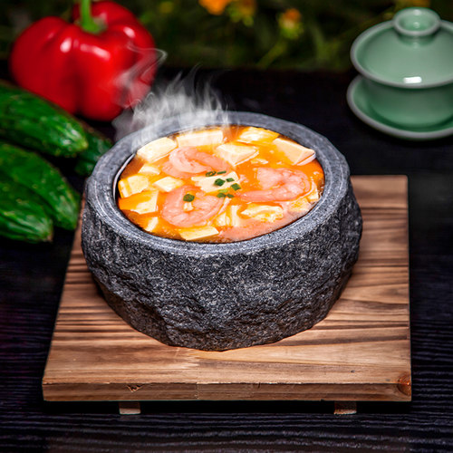 石锅拌饭专用加厚天然犷石锅