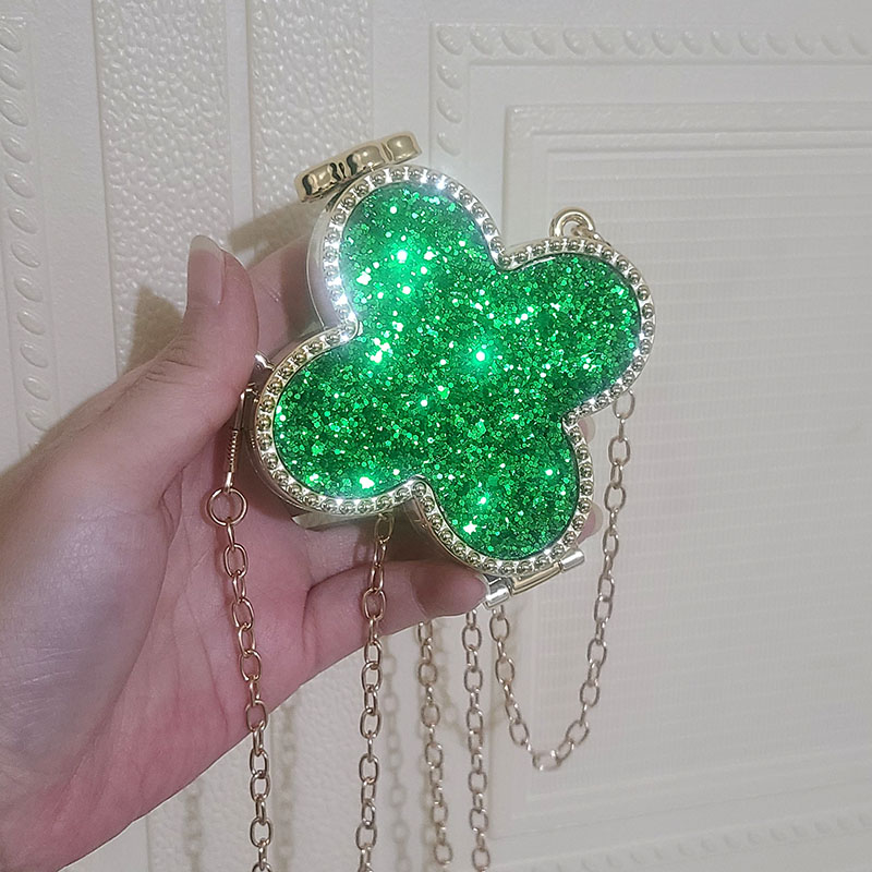 亮片四叶草亚克力迷你包时尚休闲斜挎包夜店口红包搭配装饰包欧女