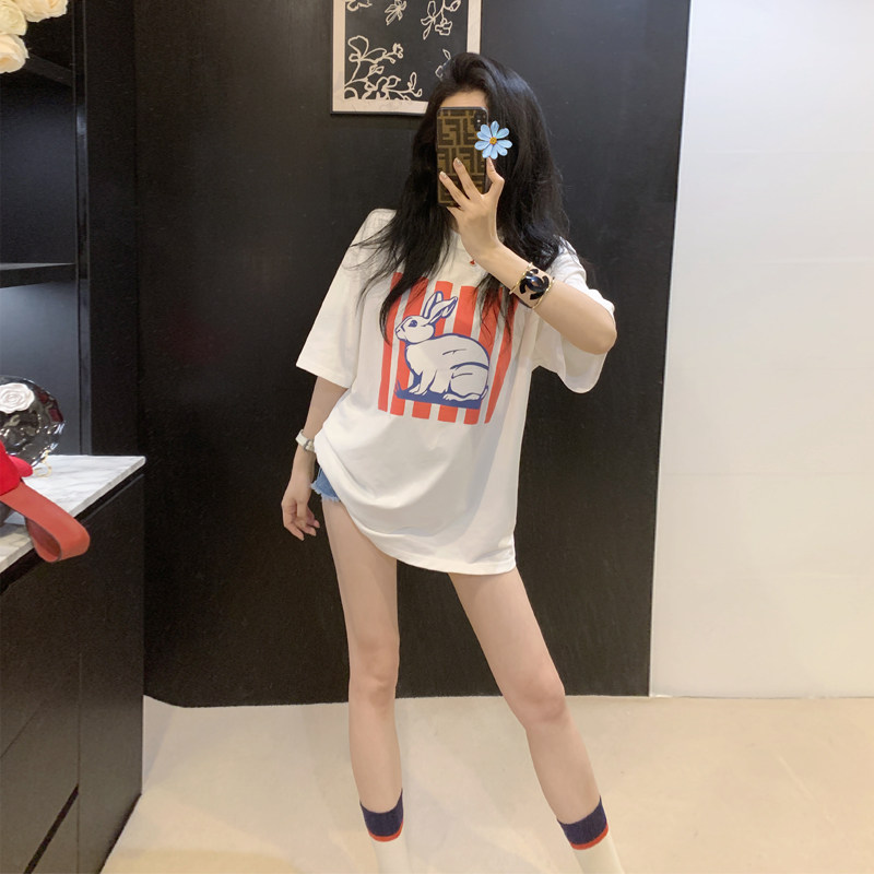 韩版白色短袖t恤女夏宽松显瘦