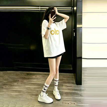 韩版白色短袖休闲t恤女装夏季2026新款设计感小众宽松中长款上衣