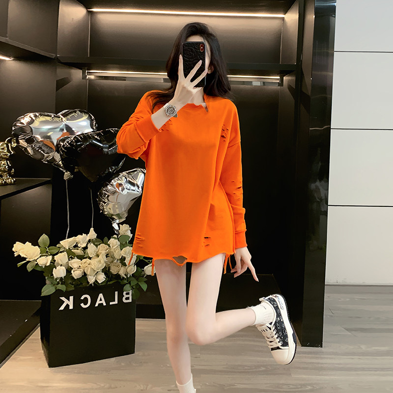 2025新款美式复古破洞卫衣