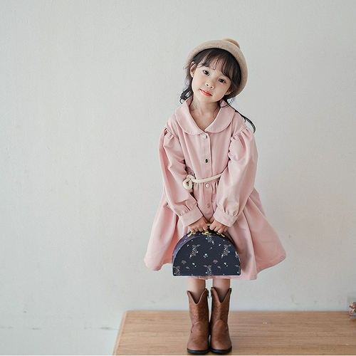 Осенняя детская куртка для девочек, осенний длинный корсет, плащ, в британском стиле, средней длины