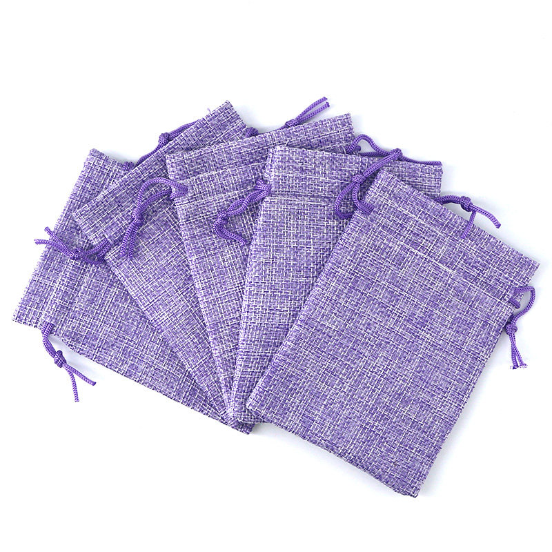 包邮10个紫色麻布袋仿麻香囊首饰袋抽绳袋束口袋小布袋文玩收纳袋