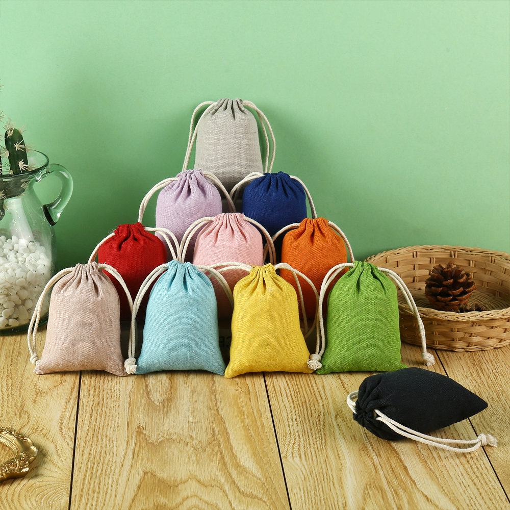 新款彩色棉布礼品袋首饰化妆品小样收纳袋糖果礼物抽绳束口包装袋