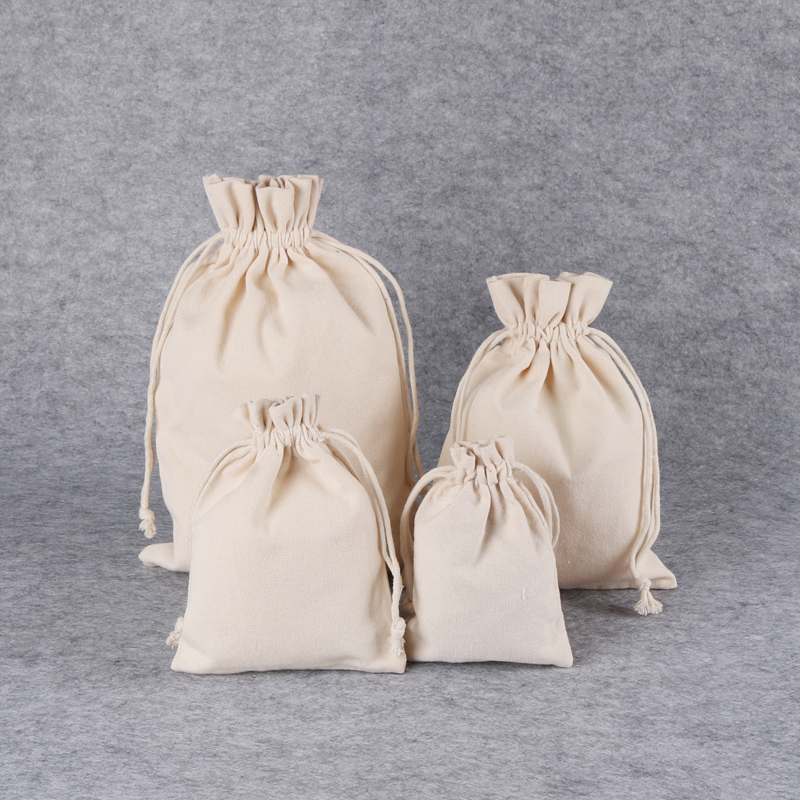 厚实帆布束口袋高密度本色糖果大米包装袋抽绳文玩收纳小布袋子